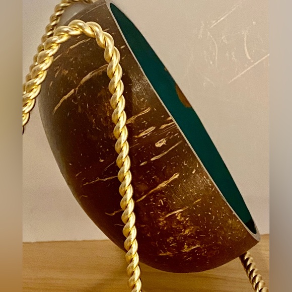 Handcrafted Artisan Coconut Bowl | Hand Painted Jasmine Tree - Picture 7 of 11